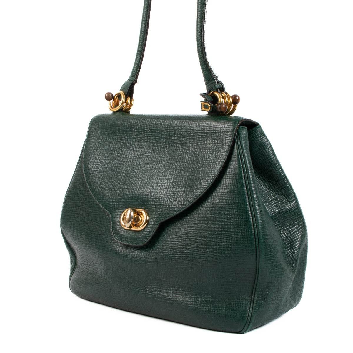 Buy an authentic Delvaux Vintage Green Leather Shoulder Bag on LabelLov.com
