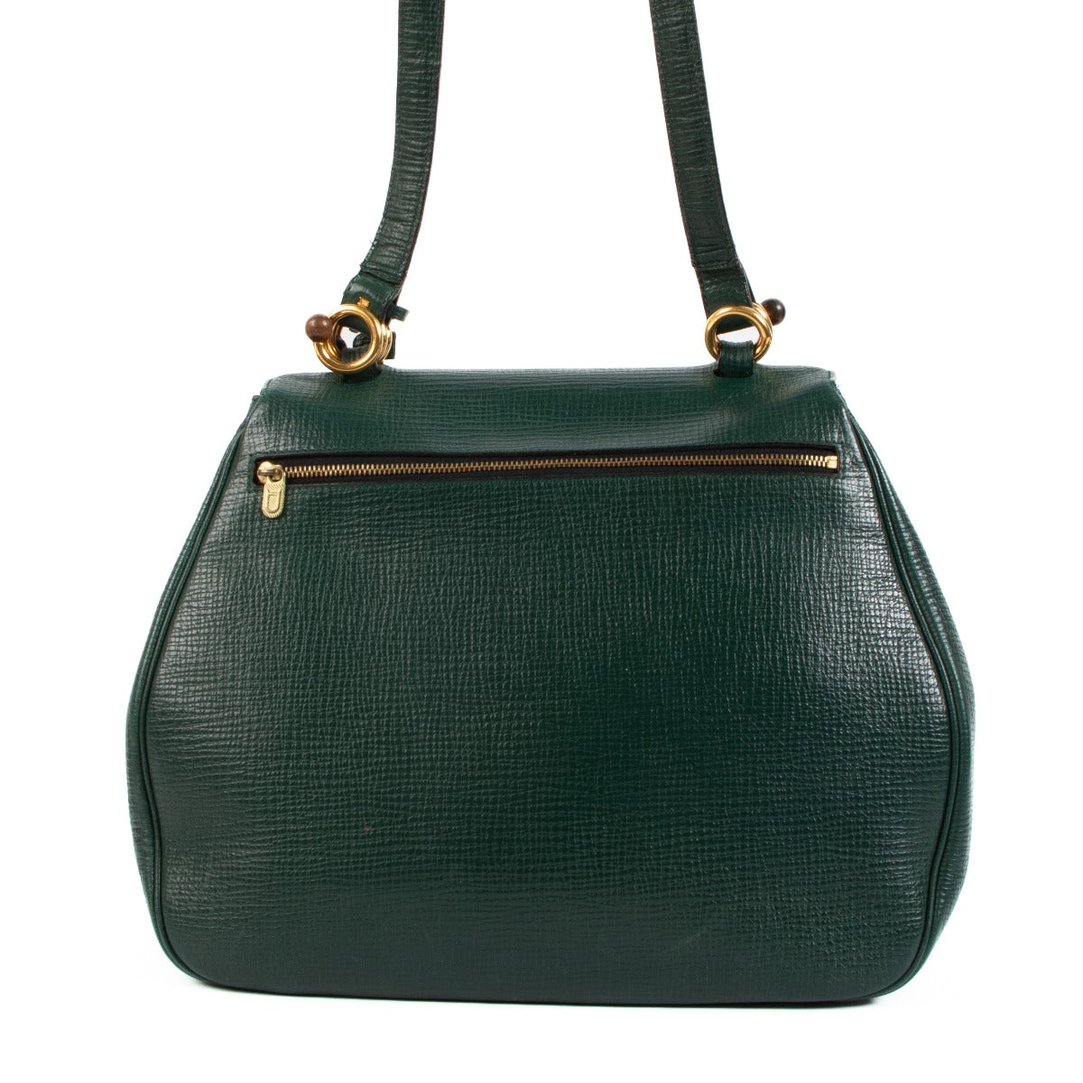Delvaux Green Leather Turnlock Vintage Shoulder Bag
