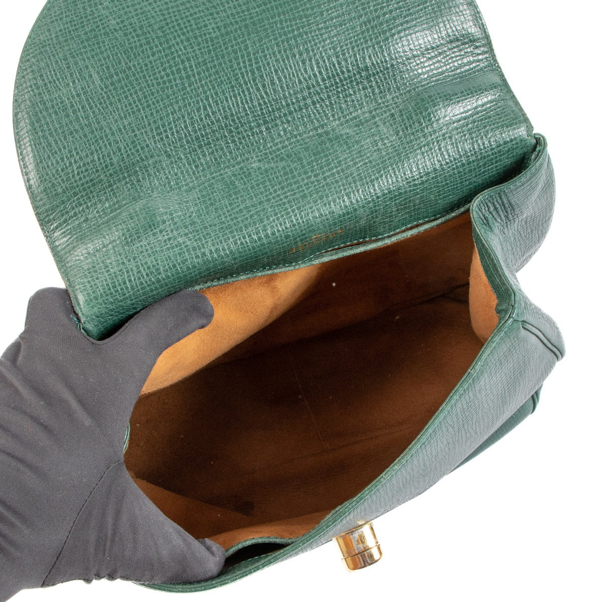 Delvaux Green Leather Turnlock Vintage Shoulder Bag
