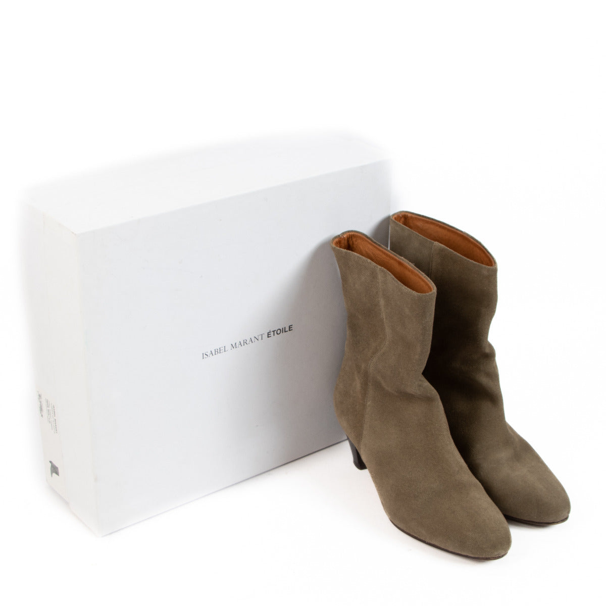 Isabel Marant Etoile Taupe Dyna Suede Ankle Boots for the best price at Labellov secondhand luxury in Antwerp