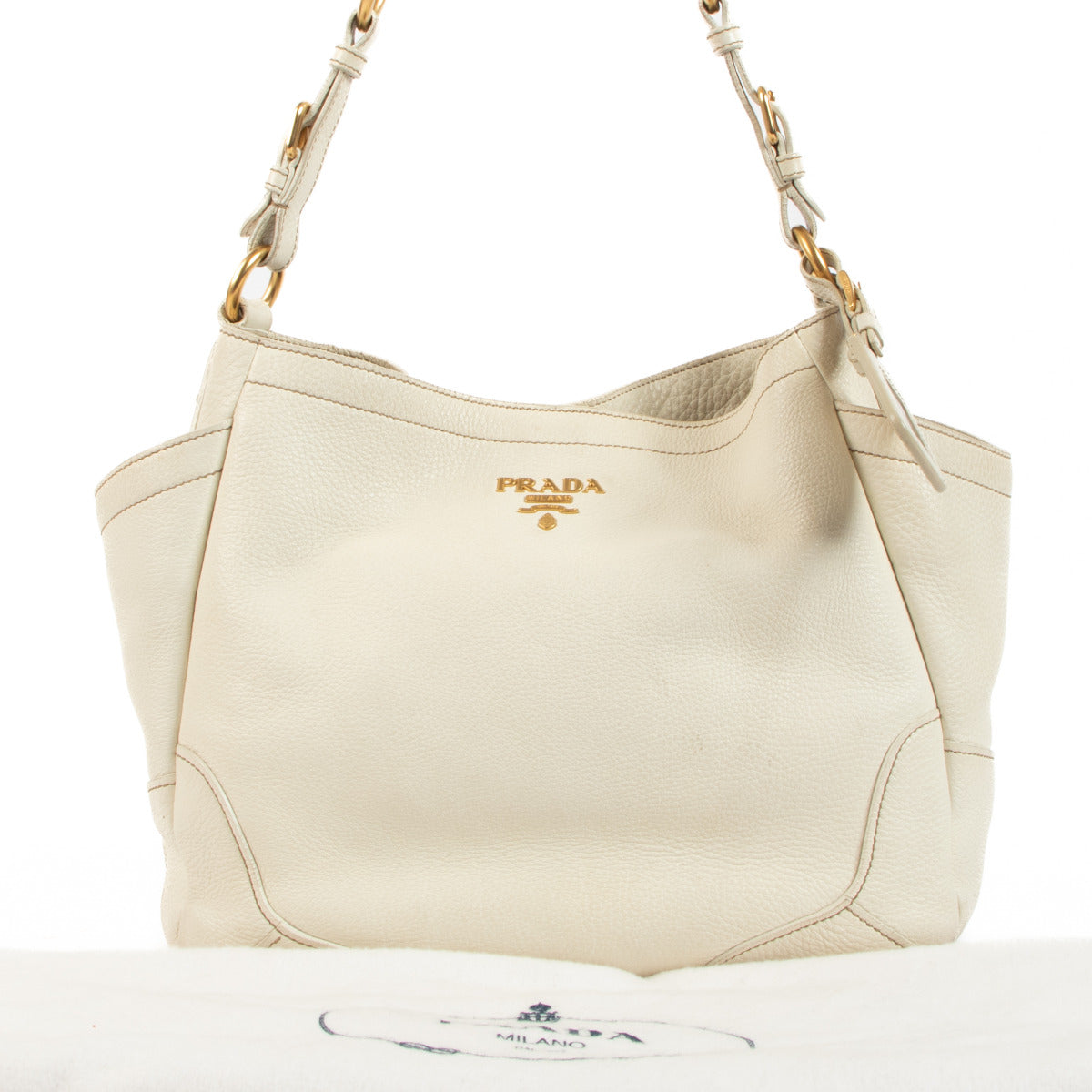 Prada White Leather Shoulder Bag