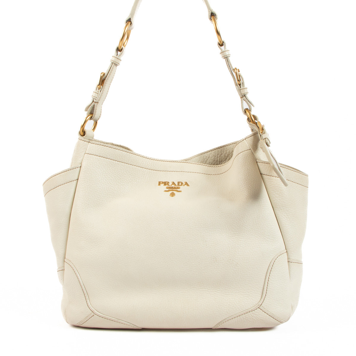 Prada White Leather Shoulder Bag