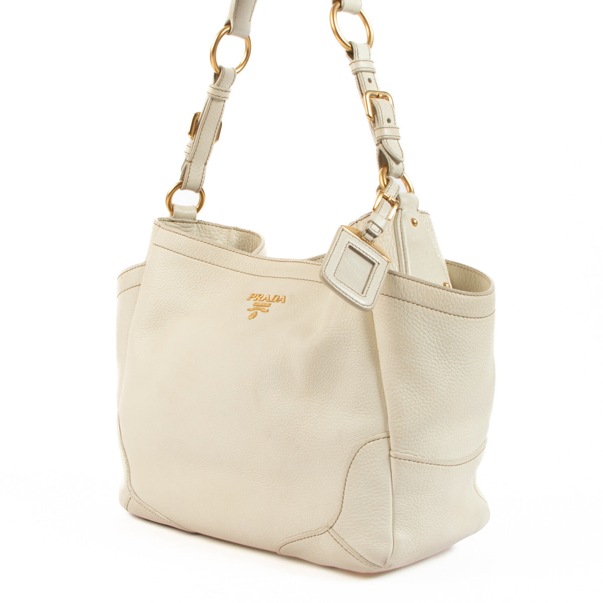 Prada witte leren schoudertas