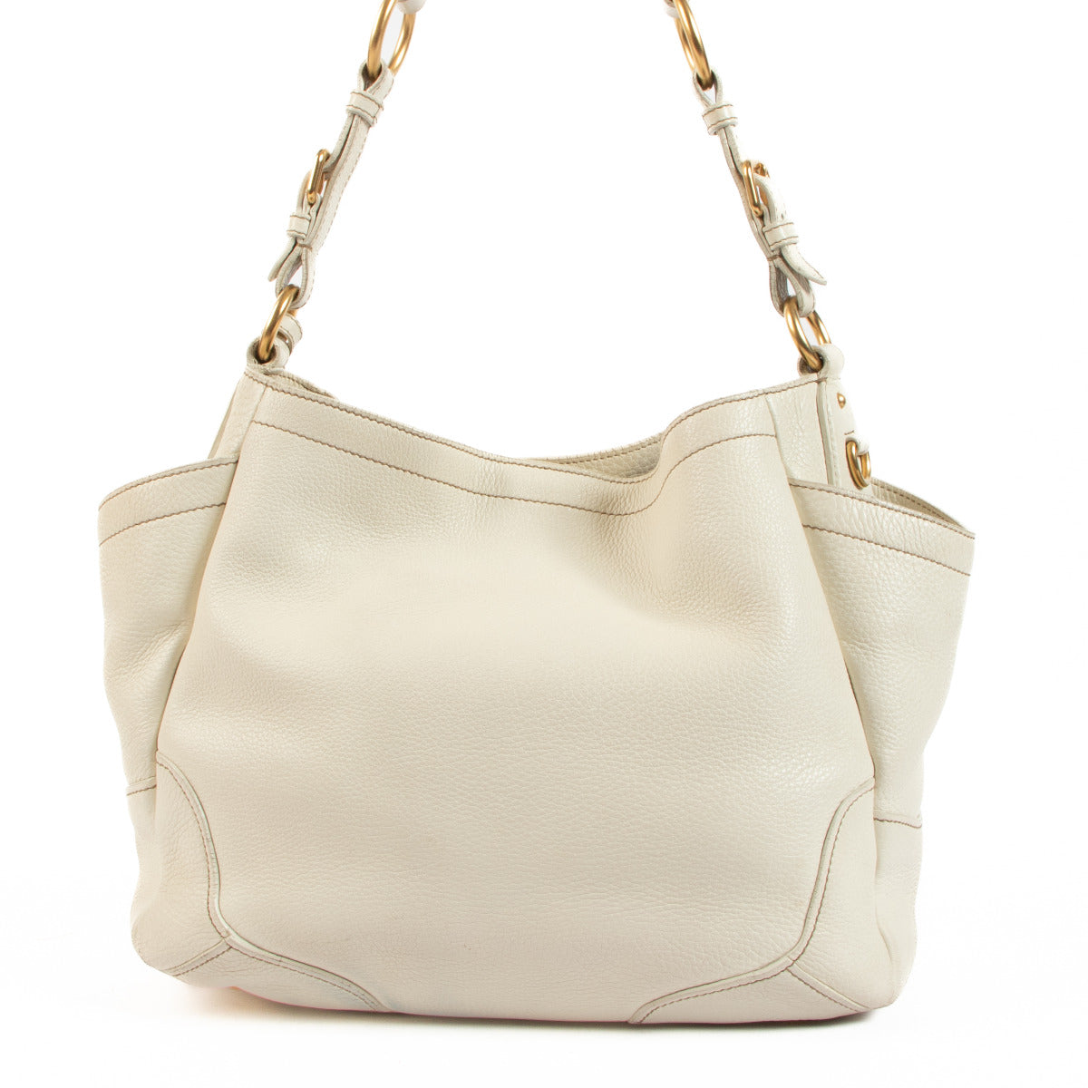 Prada witte leren schoudertas