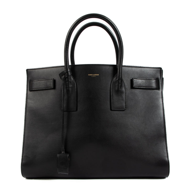Saint Laurent Black Leather Sac De Jour Medium Tote Bag