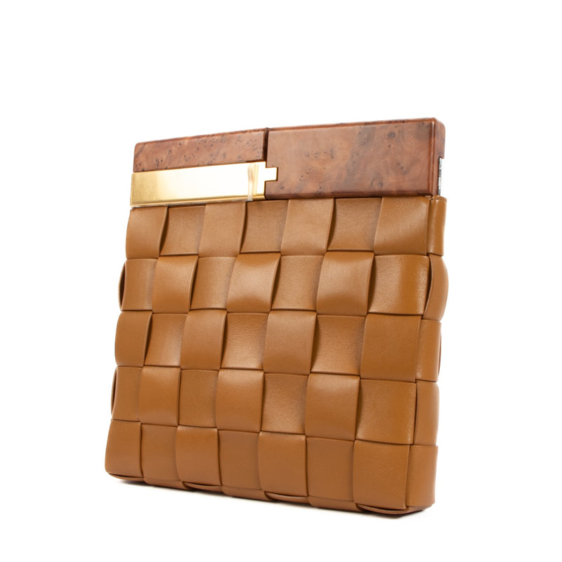 Bottega Veneta The Snap Caramel Intrecciato Clutch