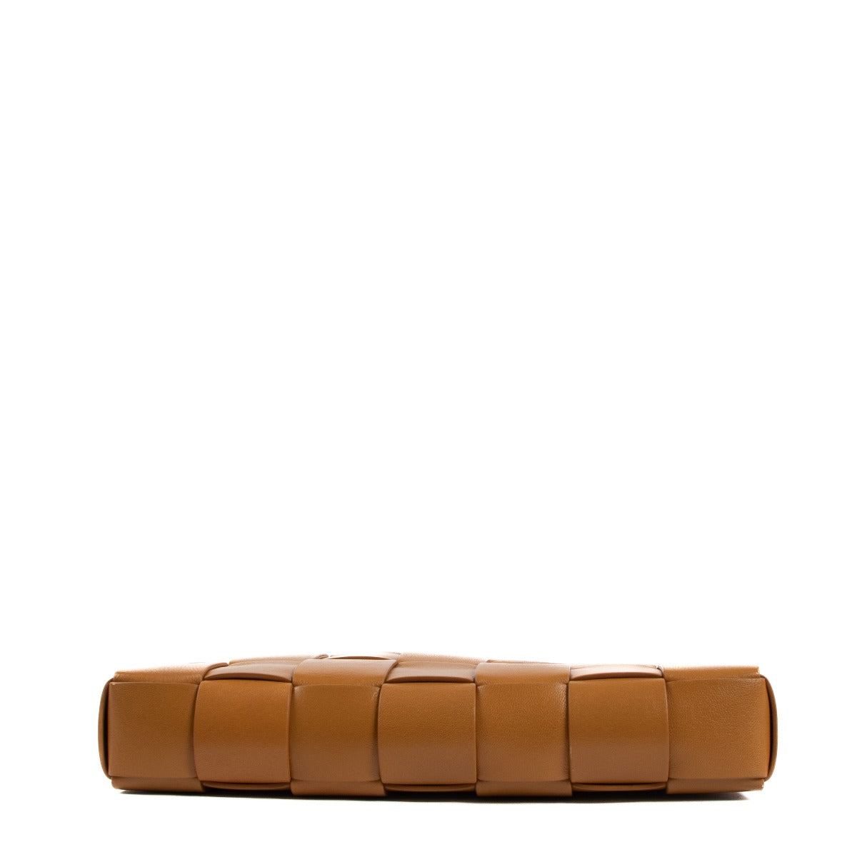 Pochette Bottega Veneta The Snap en cuir Intrecciato caramel