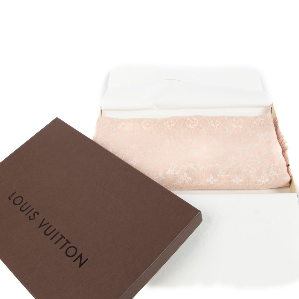 Châle Monogram Louis Vuitton Écru Blanc