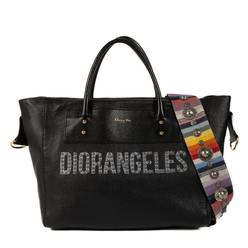 Christian Dior Black Studded Diorangeles Tote Bag