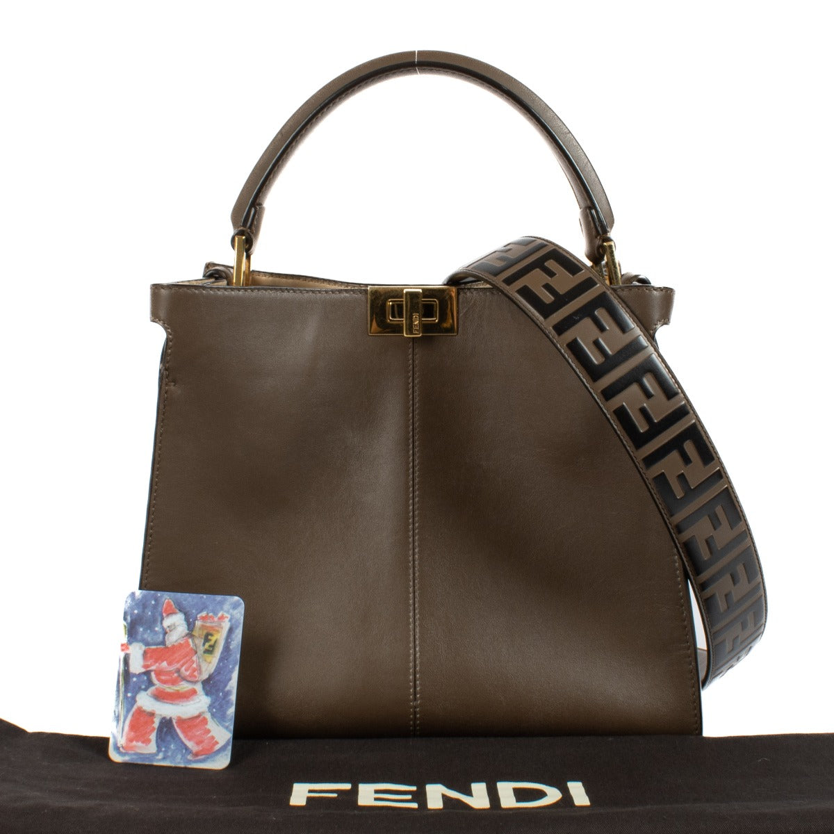 Shop safe online at Labellov in Antwerp, Brussels and Knokke this 100% authentic second hand Fendi Brown Leather Peekaboo X-Lite Medium Top Handle Bag