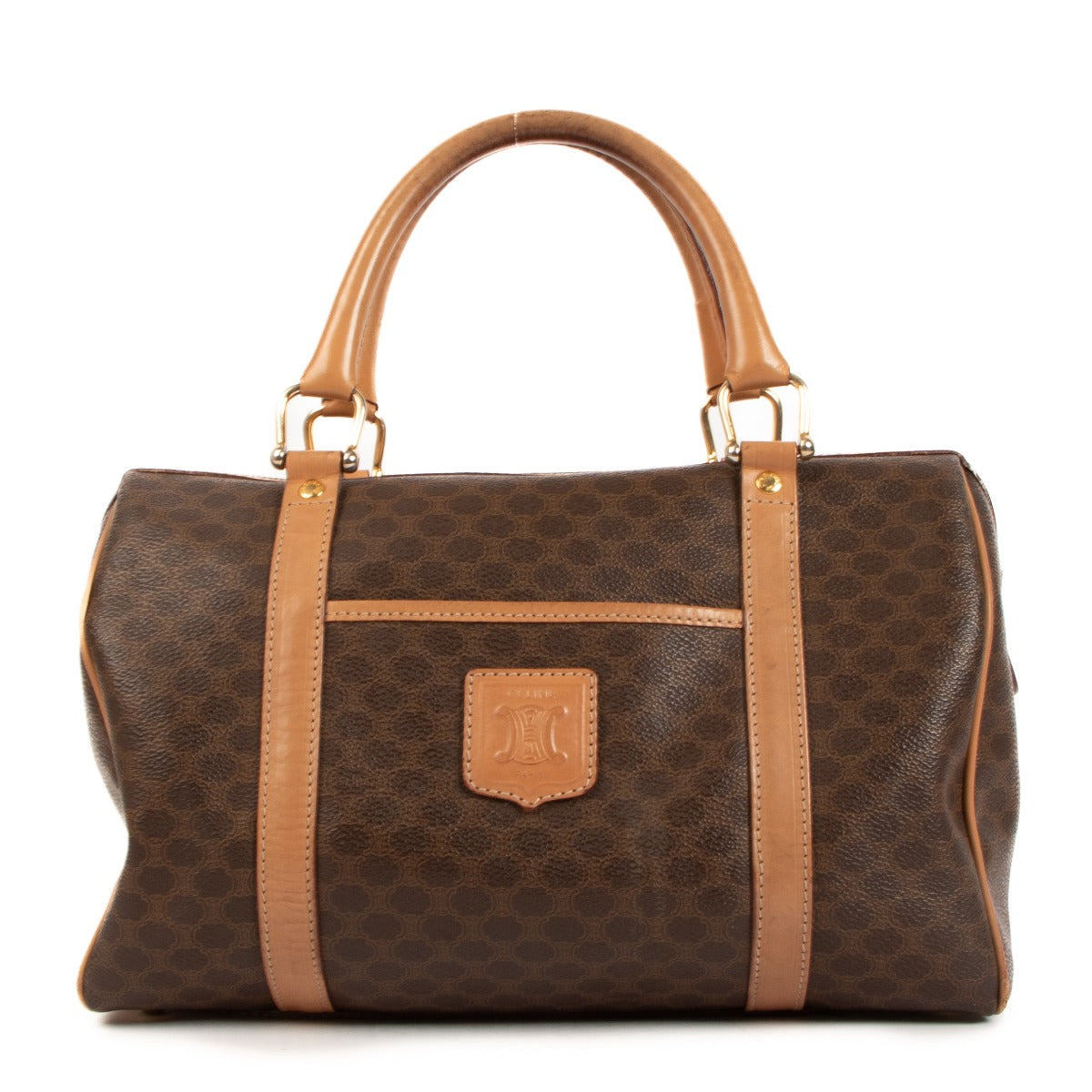 Celine Macadam Triomphe Canvas Vintage Small Boston Bag