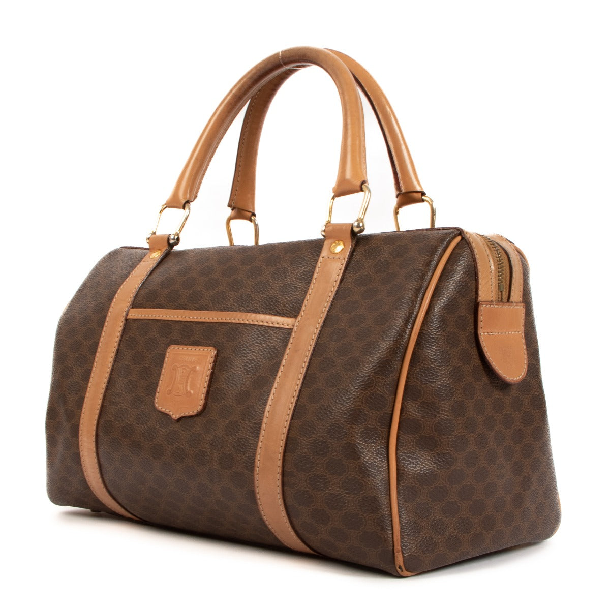 Celine Macadam Triomphe Canvas Vintage Small Boston Bag