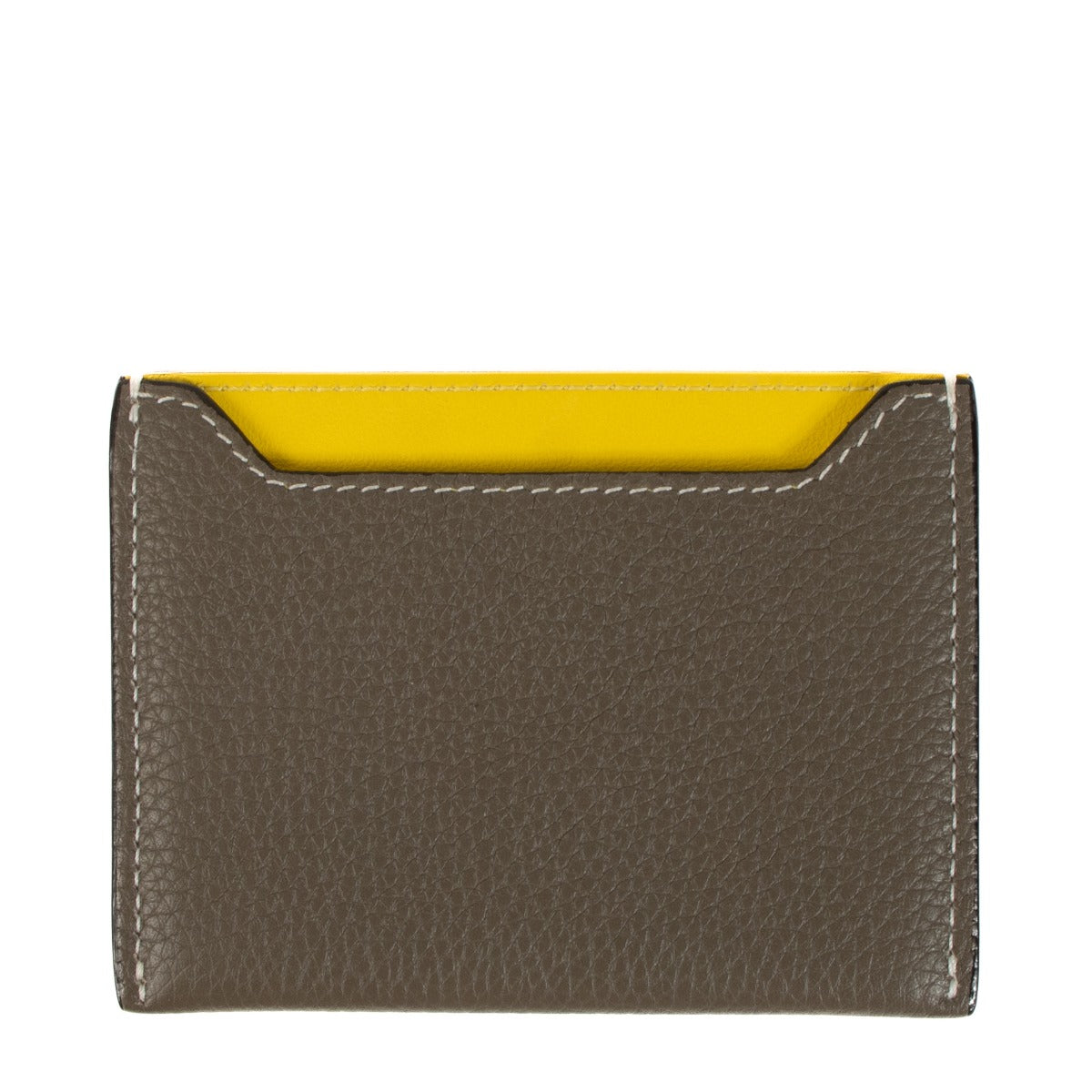 Celine Yellow and Taupe Leather Card Holder