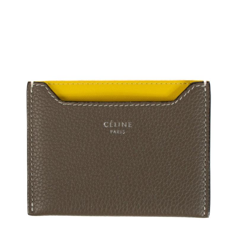 Celine Yellow and Taupe Leather Card Holder