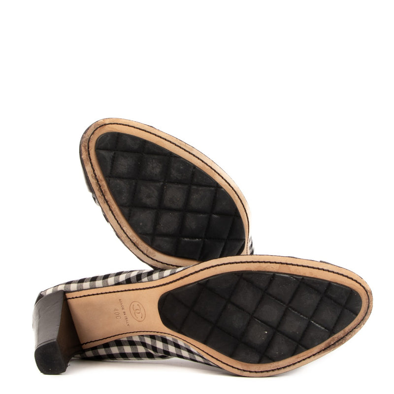 Chanel Zwart Geruite Pumps - Maat 40