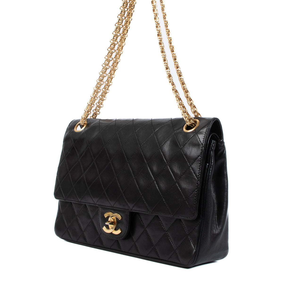 Shop authentic second hand Chanel Vintage Black Lambskin 2.55 Reissue Mademoiselle Chain Classic Flap Bag on www.labellov.com