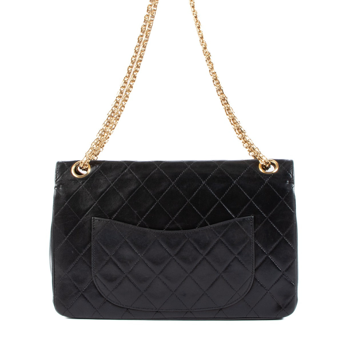 Shop authentic second hand Chanel Vintage Black Lambskin 2.55 Reissue Mademoiselle Chain Classic Flap Bag on www.labellov.com