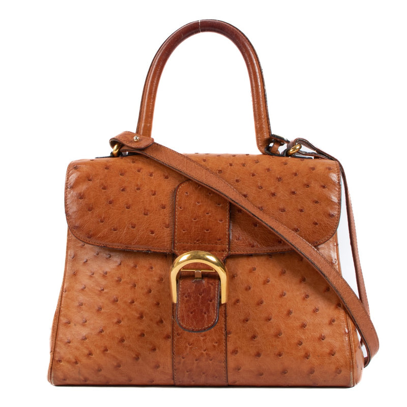Delvaux Brillant MM Brandy Ostrich Leather