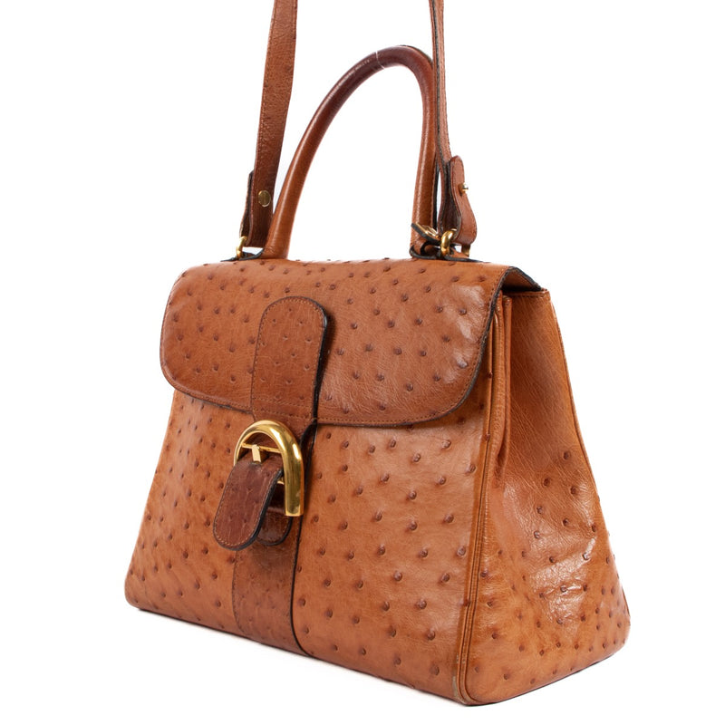 Delvaux Brillant MM Brandy Ostrich Leather