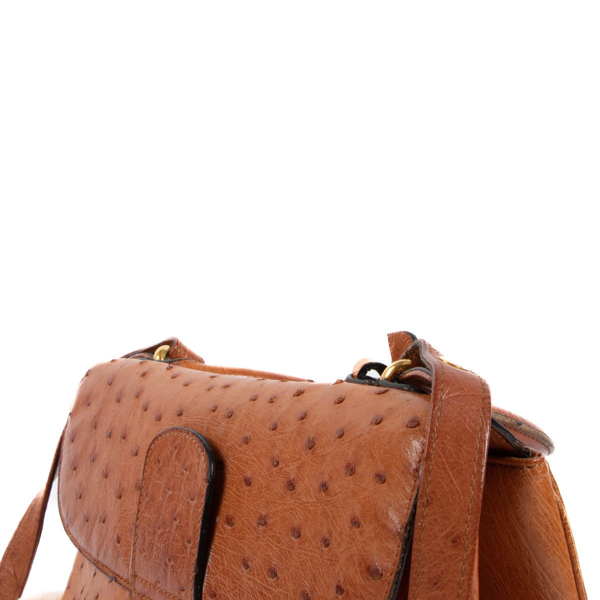 Delvaux Brillant MM Brandy Struisvogelleer
