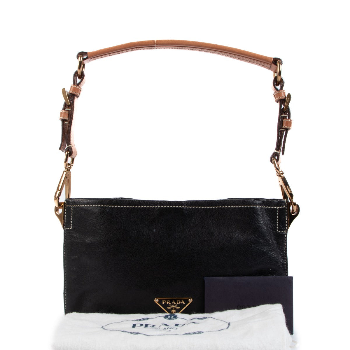 Prada Black Bufalo Pocket Clutch Bag