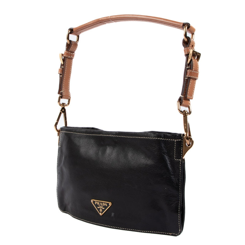 Prada Black Bufalo Pocket Clutch Bag