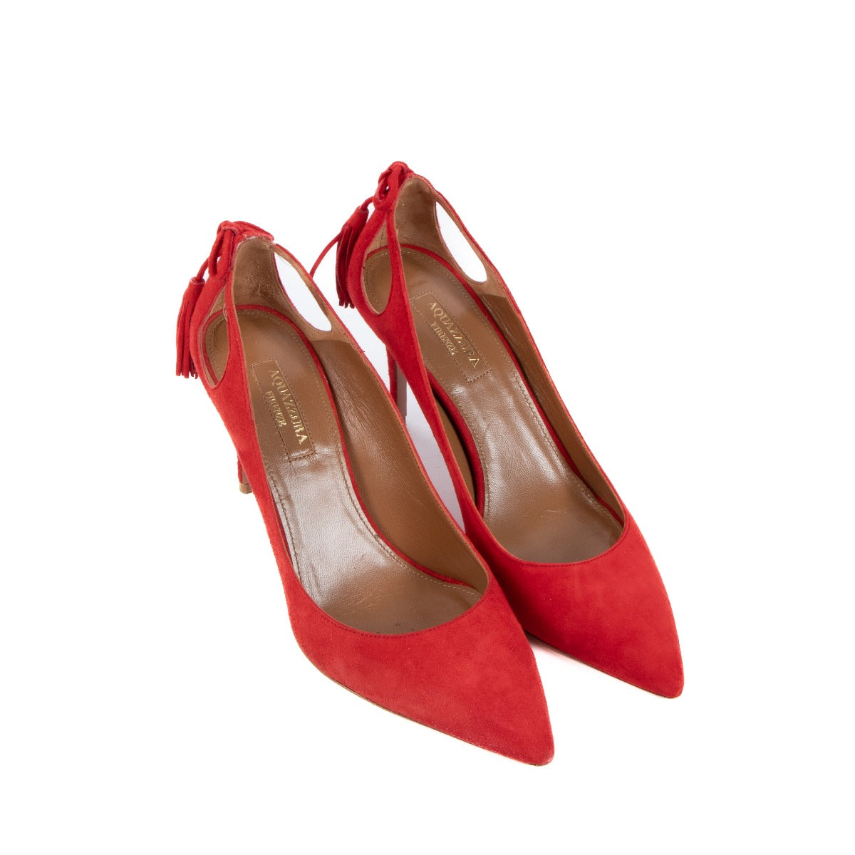 Aquazzura Red Suede Marilyn Tassel Pumps