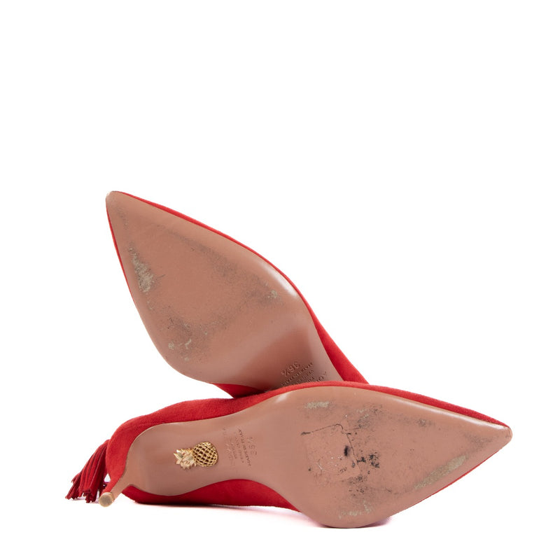 Aquazzura Rode Suède Marilyn Tassel Pumps - Maat 36 1/2