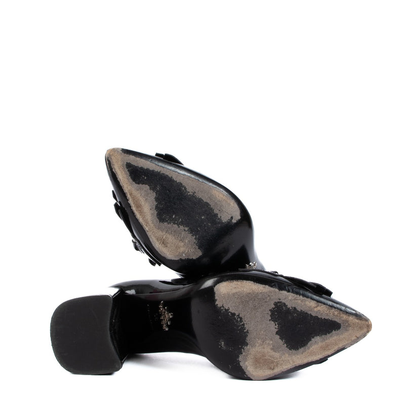 Prada Pumps van zwart lakleer met kettingfranjes - Maat 36