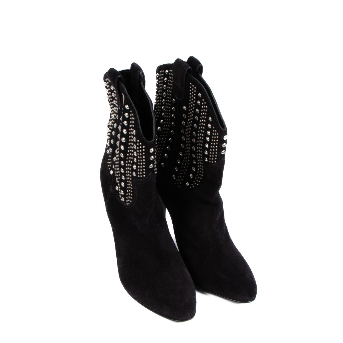 Saint Laurent Black Suede Studded Boots