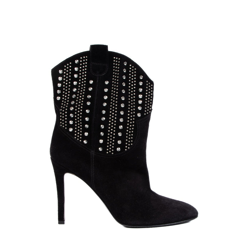 Saint Laurent Black Suede Studded Boots