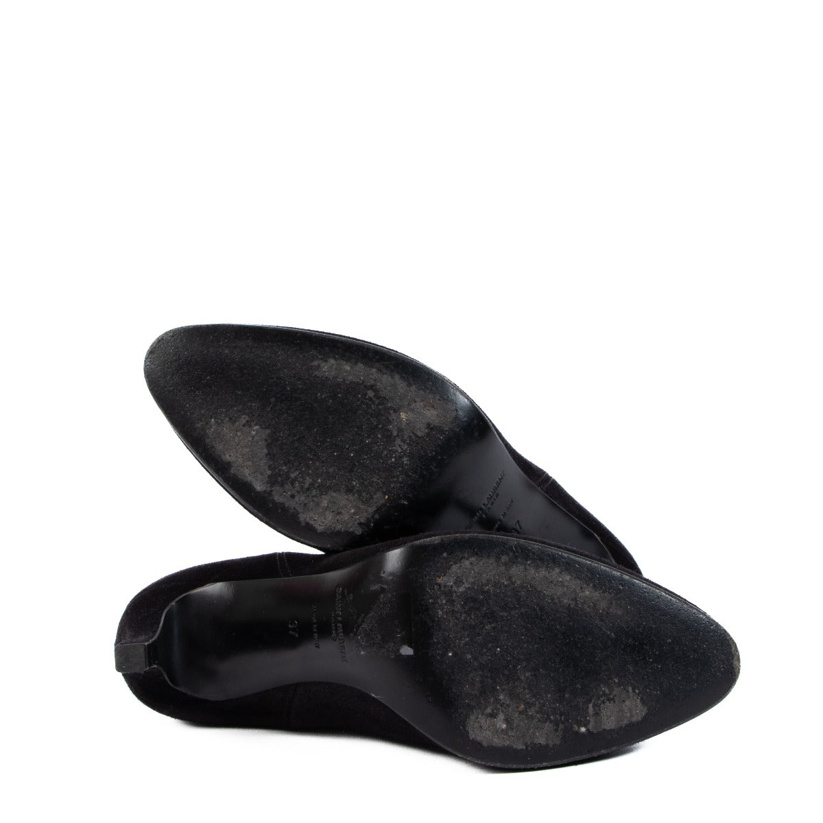 Saint Laurent Black Suede Studded Boots - Size 37