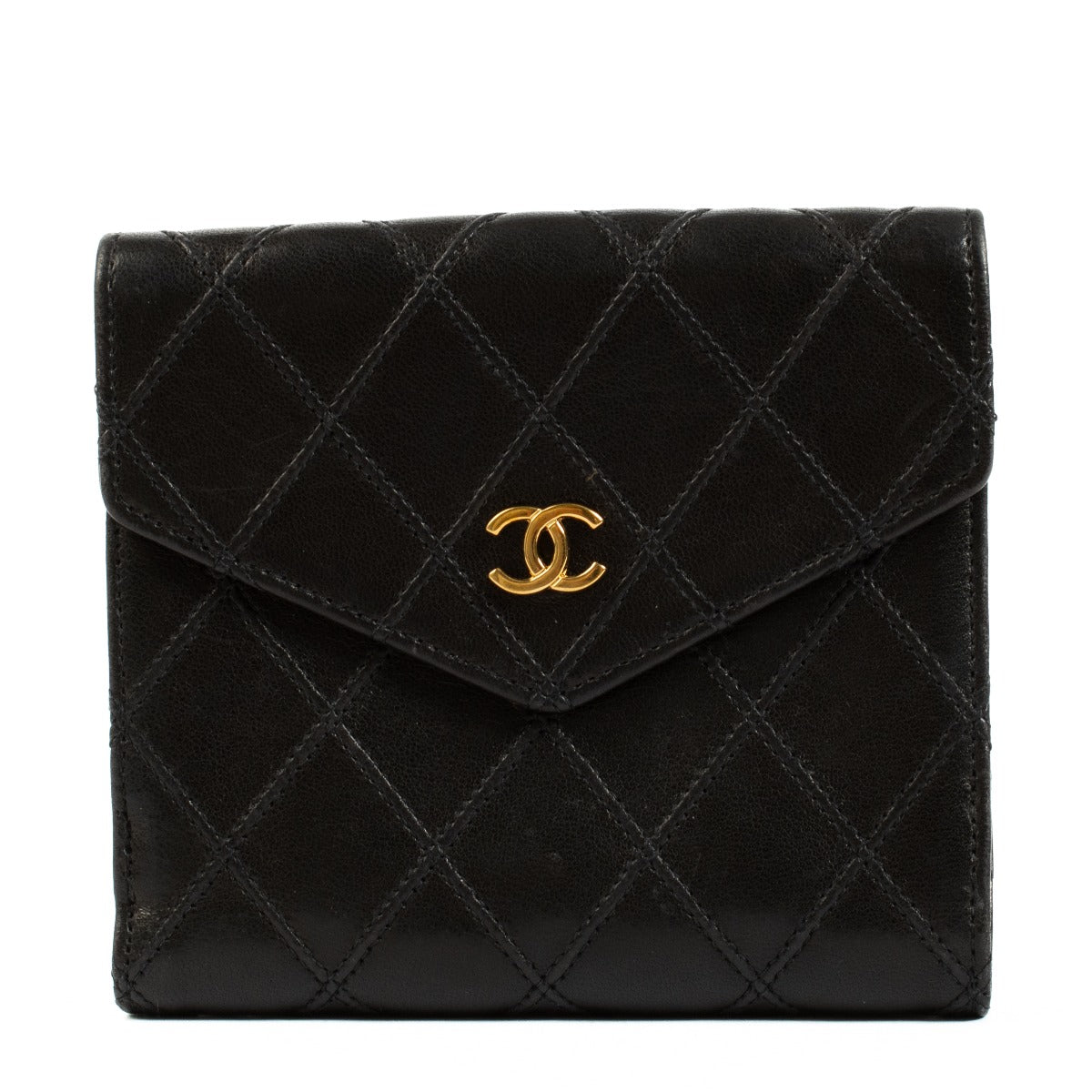 Chanel Zwart Vintage Compact Portemonnee