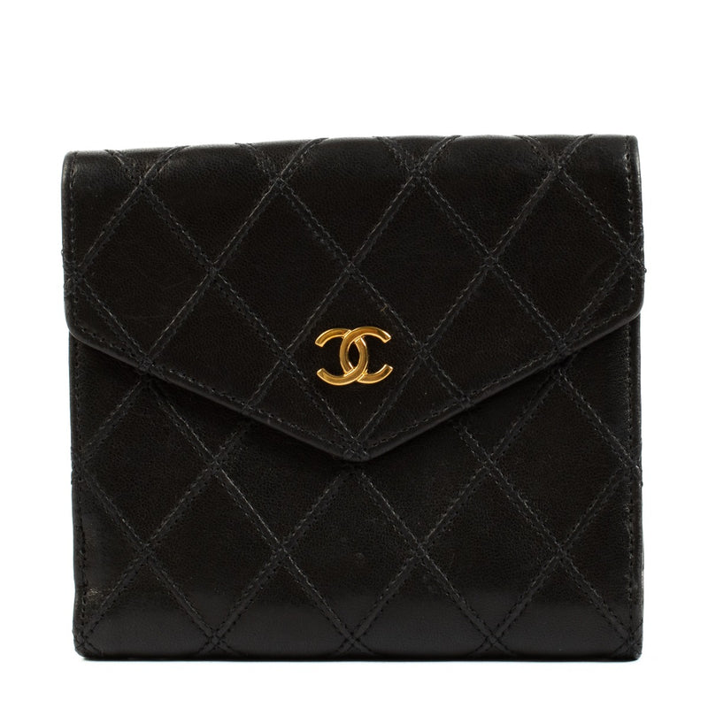Chanel Zwart Vintage Compact Portemonnee