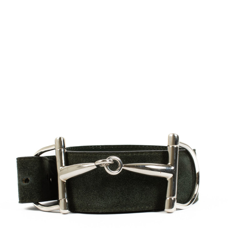 Gucci Green Suede Horsebit Belt