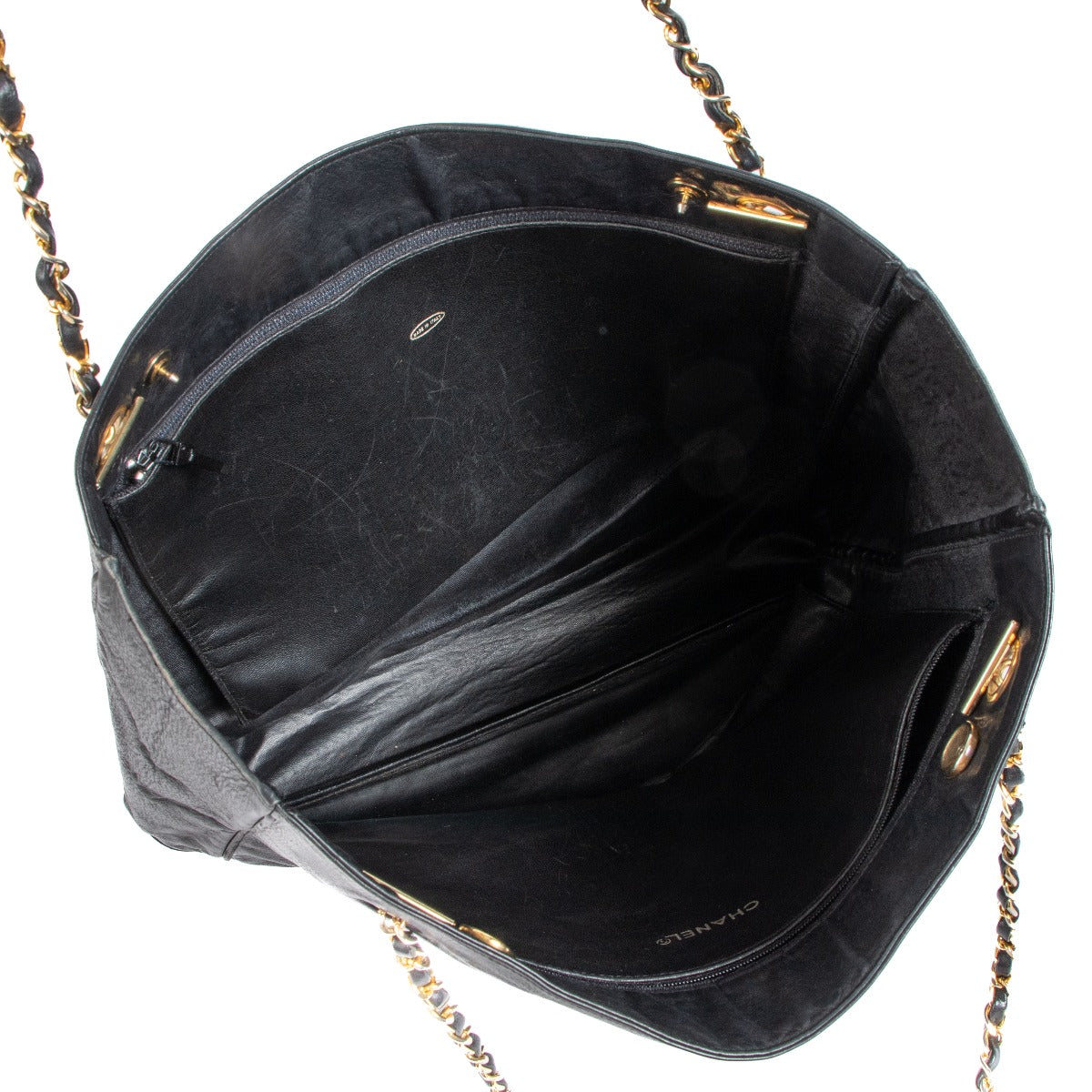 Grand cabas Chanel vintage en cuir de veau noir