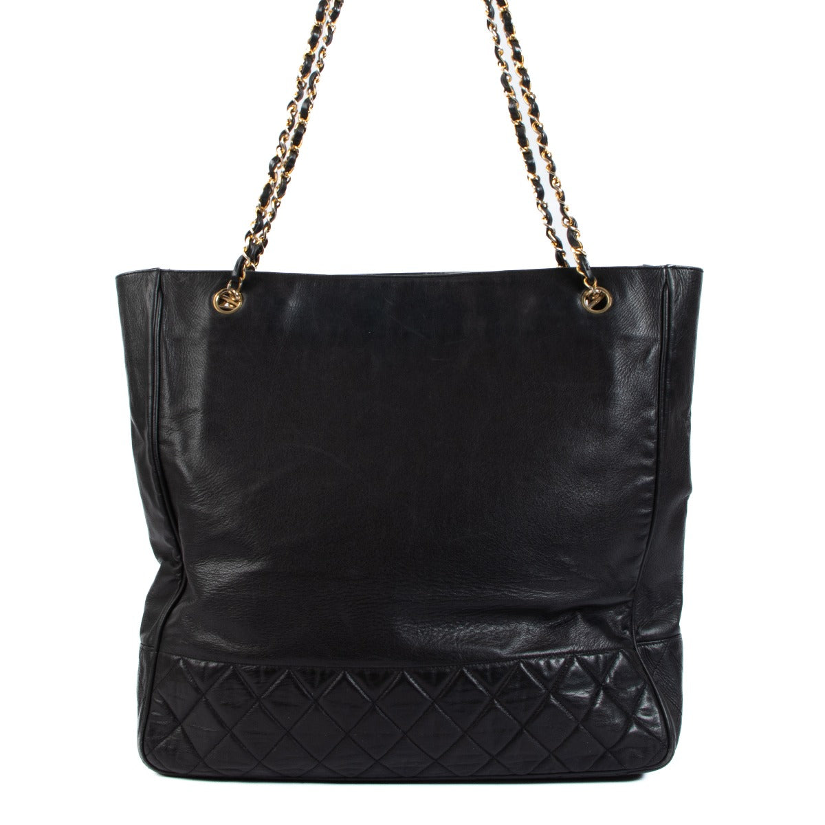 Chanel Vintage Black Calfskin Large Tote Bag