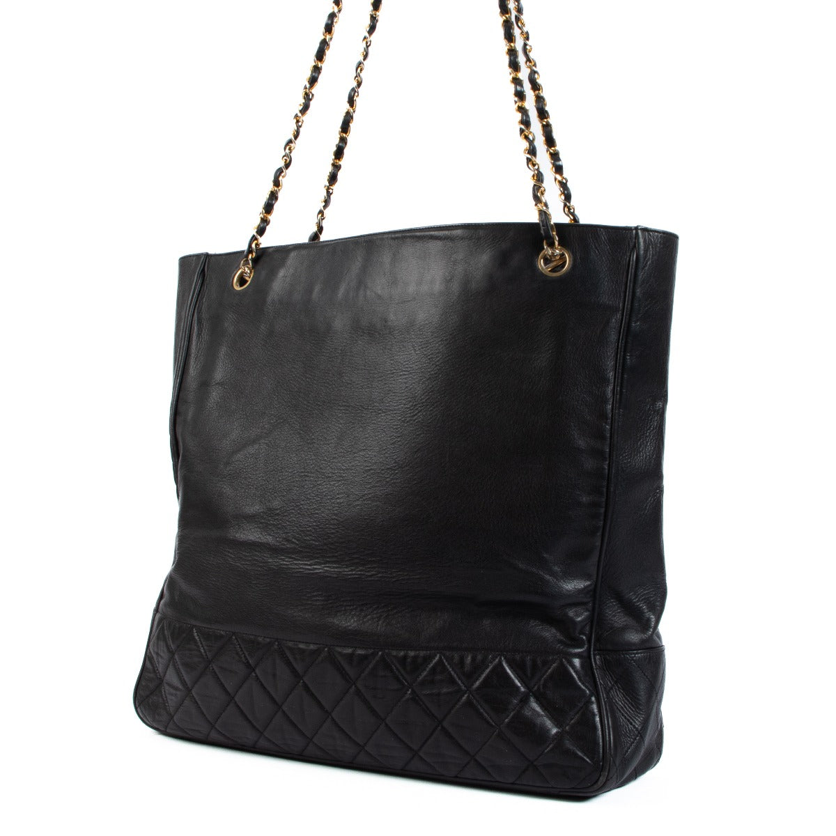 Chanel Vintage Black Calfskin Large Tote Bag