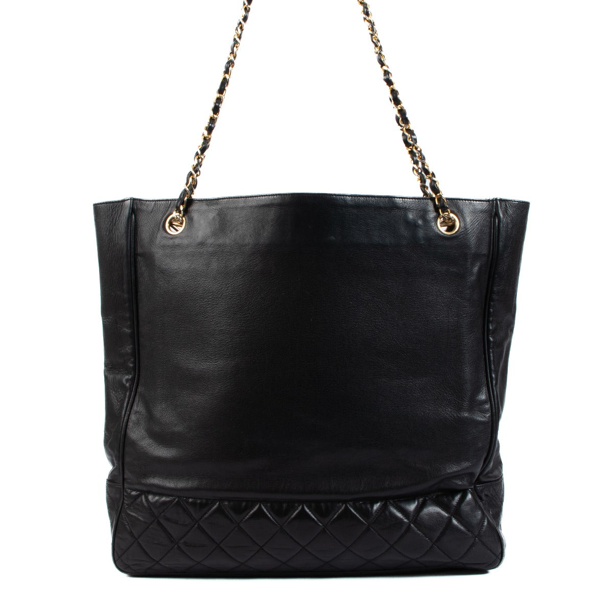Chanel Vintage Black Calfskin Large Tote Bag