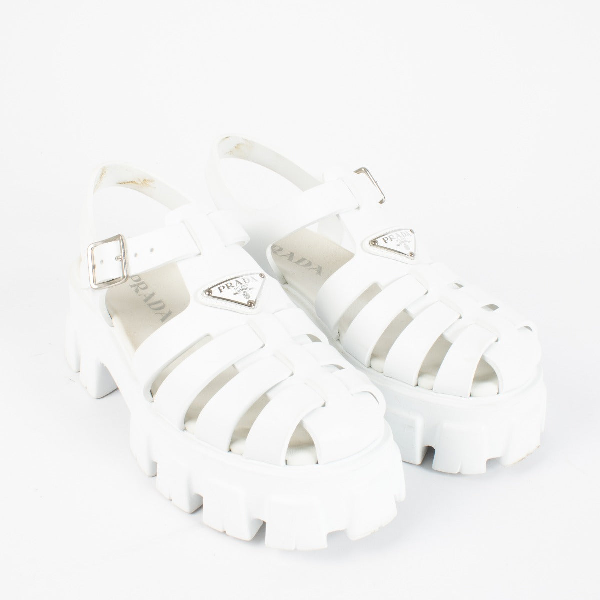 authentic preloved Prada White Chunky Sandals - size 39 on Labellov.com