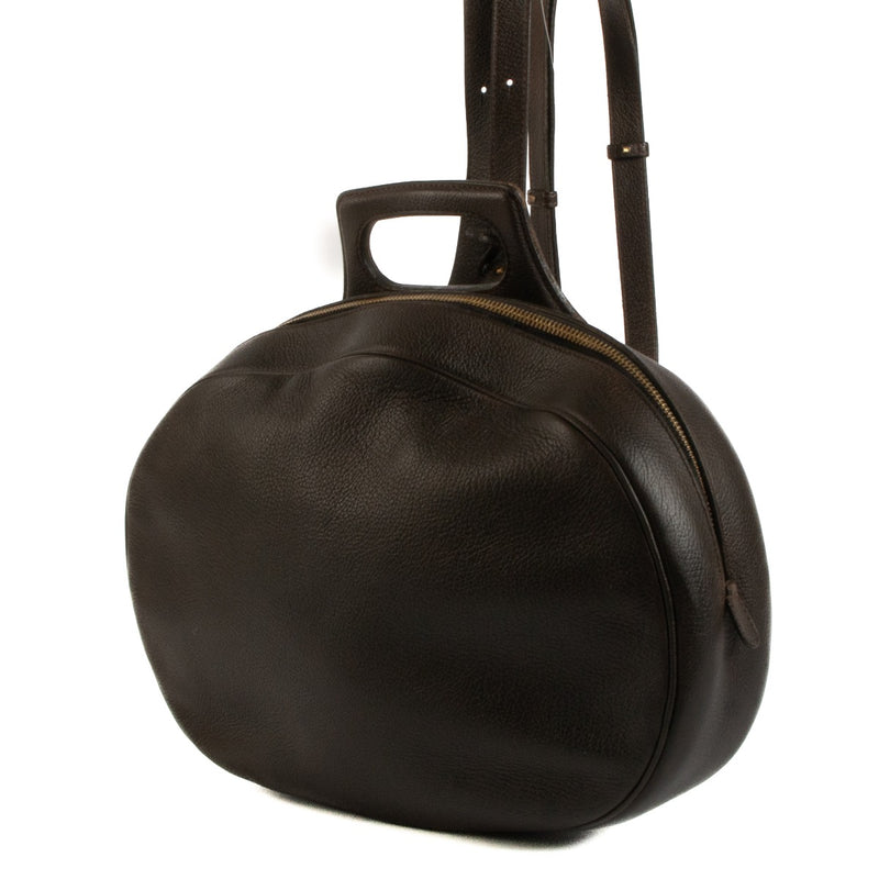 Delvaux Brown Leather Oval Backpack