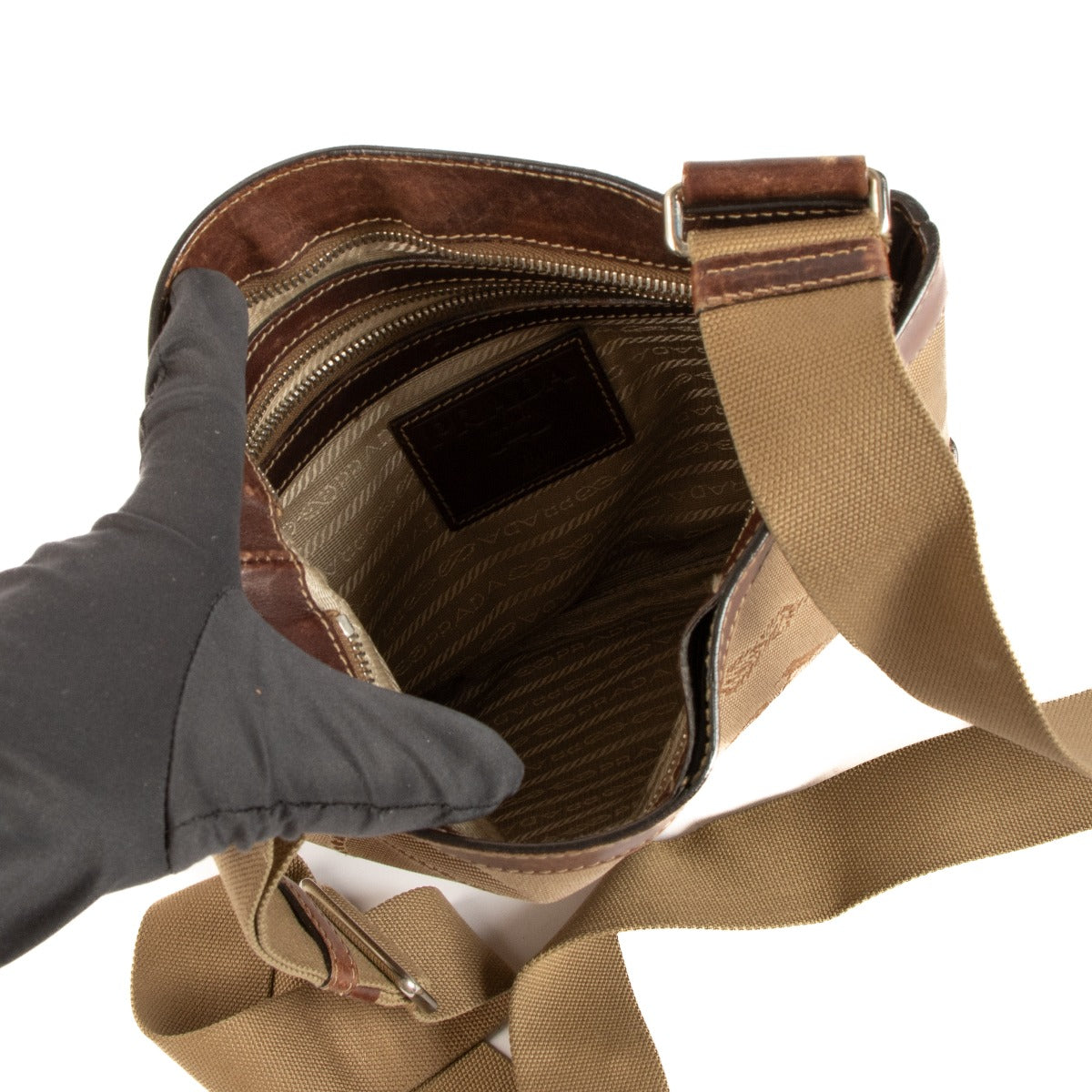 Prada Bruine Logotas van Jacquardstof