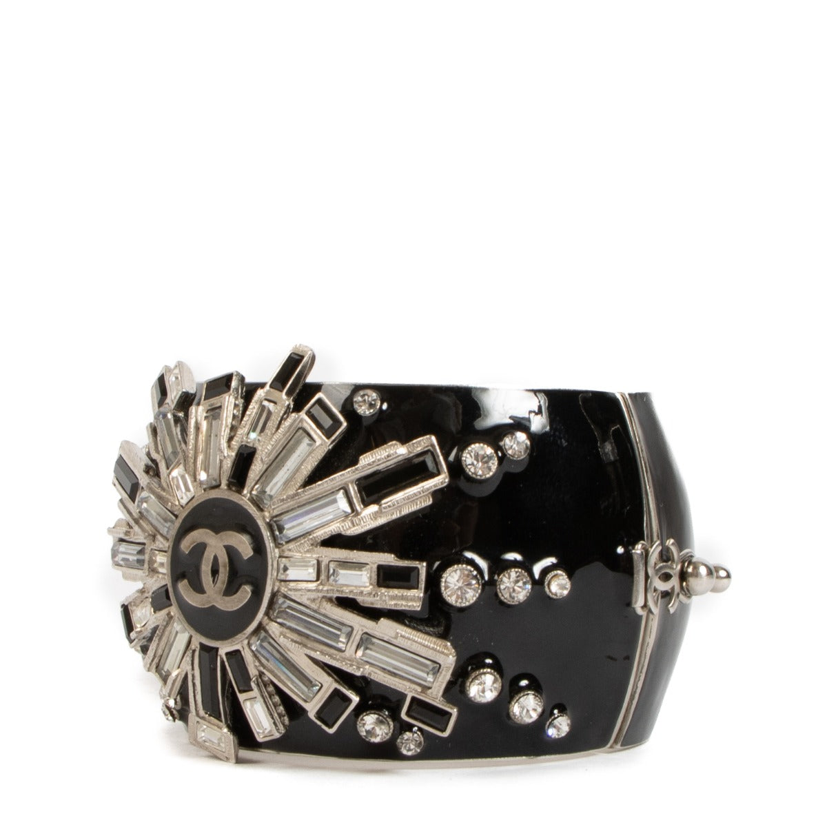 Chanel, Bracelet, Cuff, Vintage, Jewelry, Black, Labellov, Preloved, Crystal, Antwerp