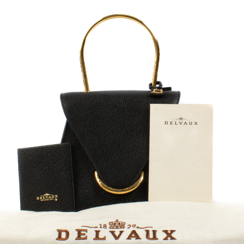 Delvaux Black Leather Ut Top Handle Bag