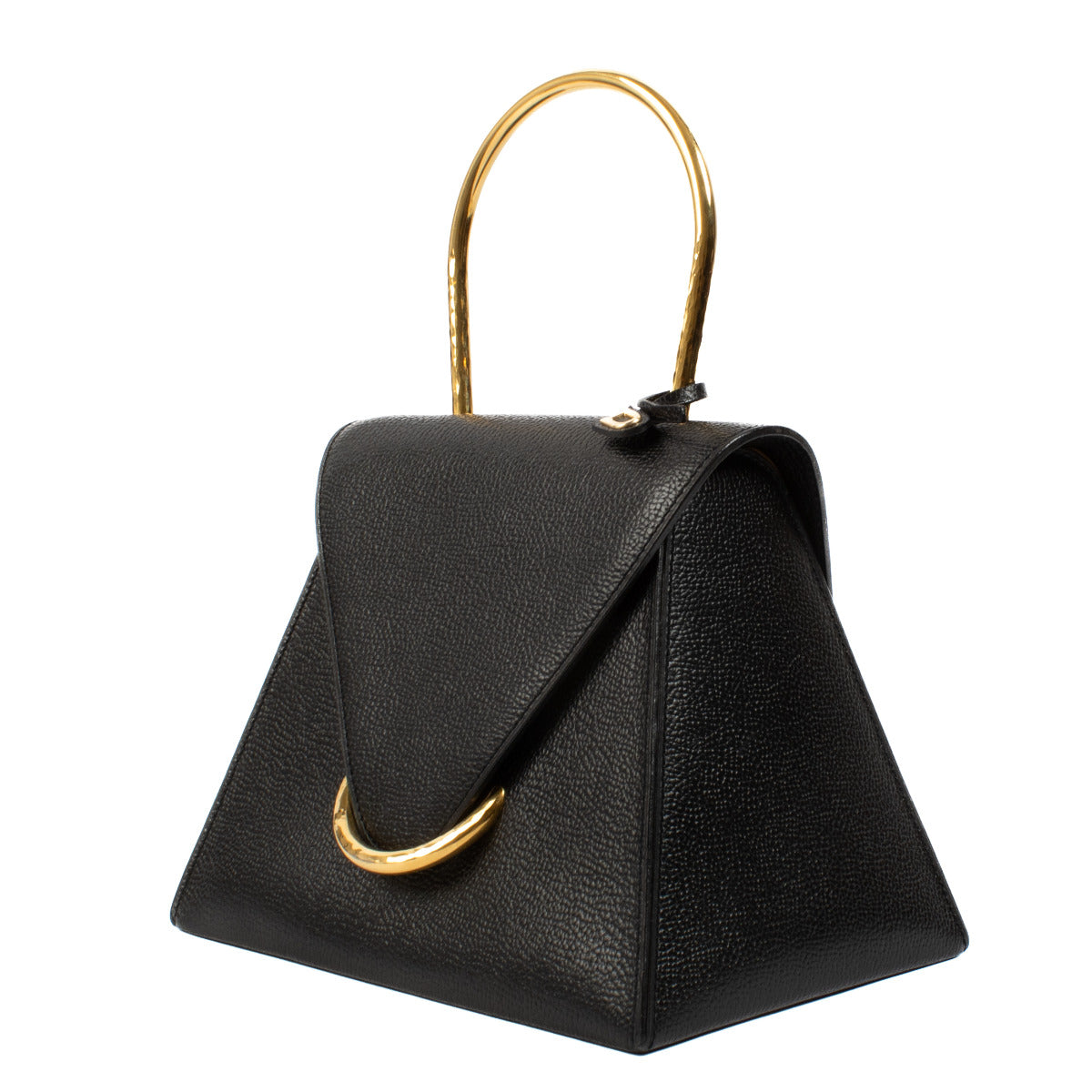 Delvaux Black Leather UT/Caprice Top Handle Bag