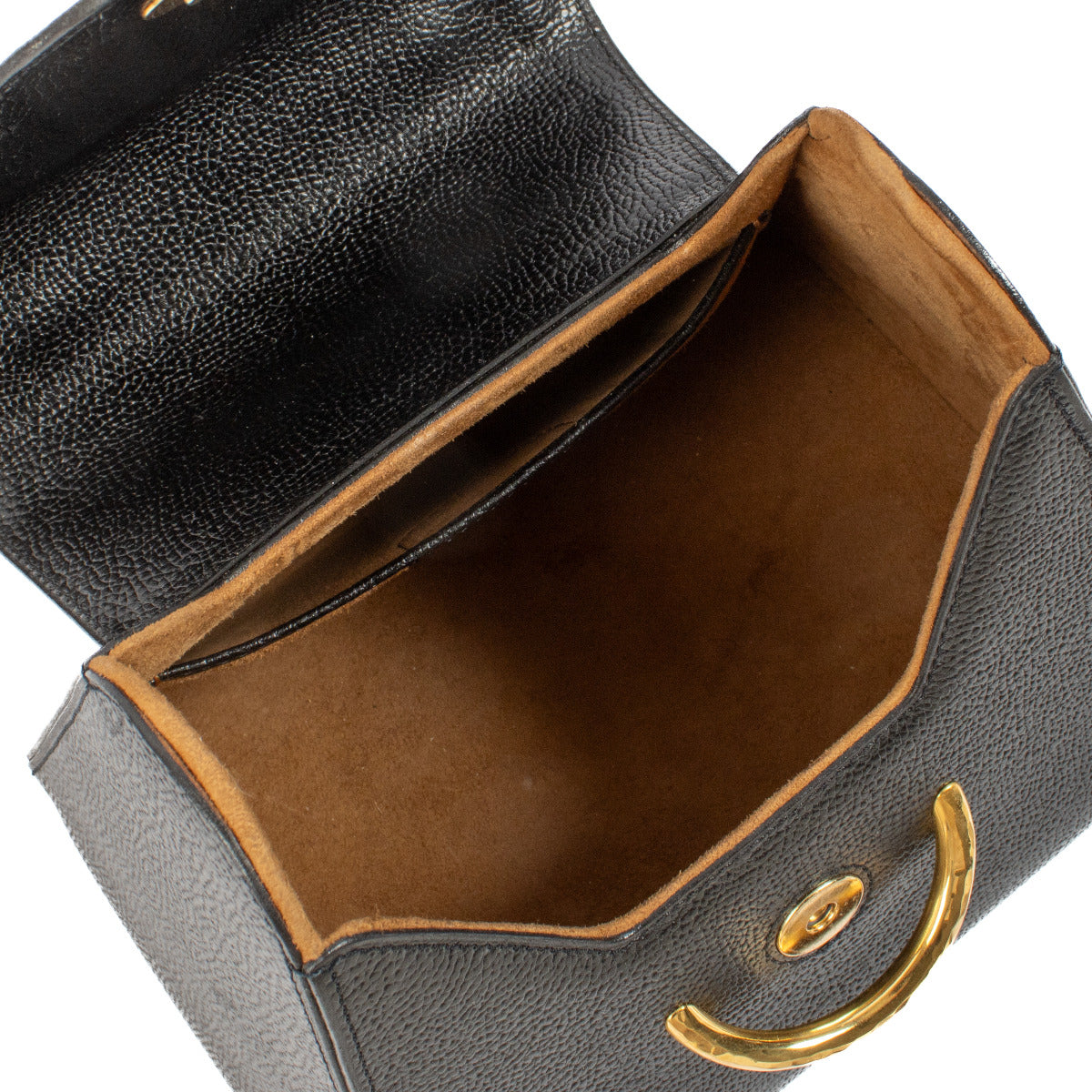 Delvaux Black Leather UT/Caprice Top Handle Bag