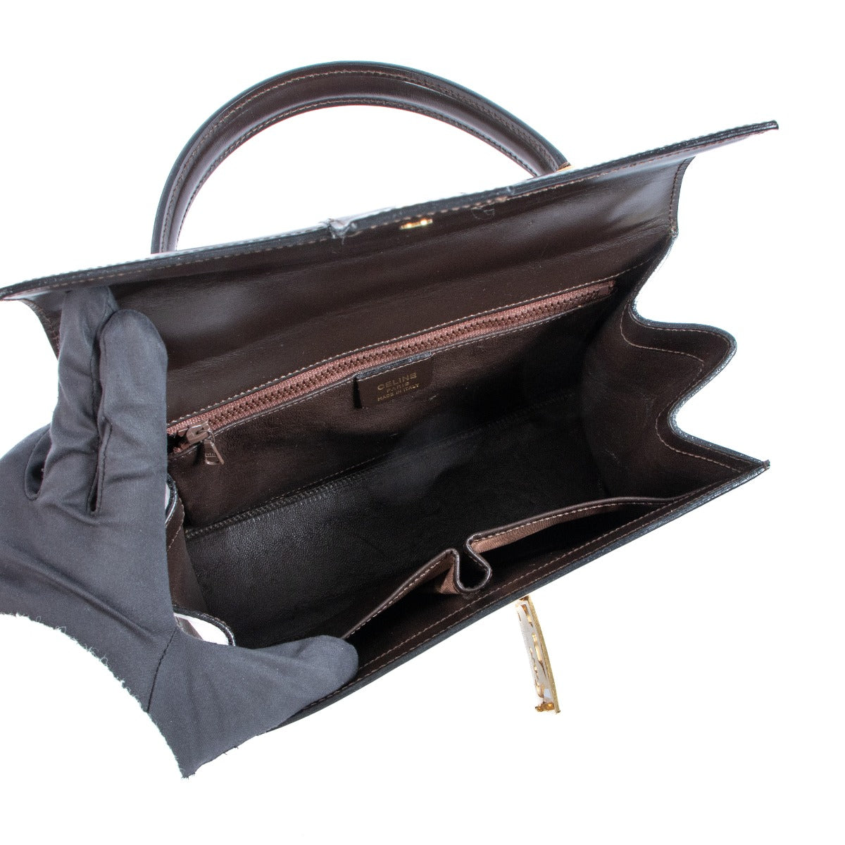 Sac à main vintage Céline en cuir Box marron