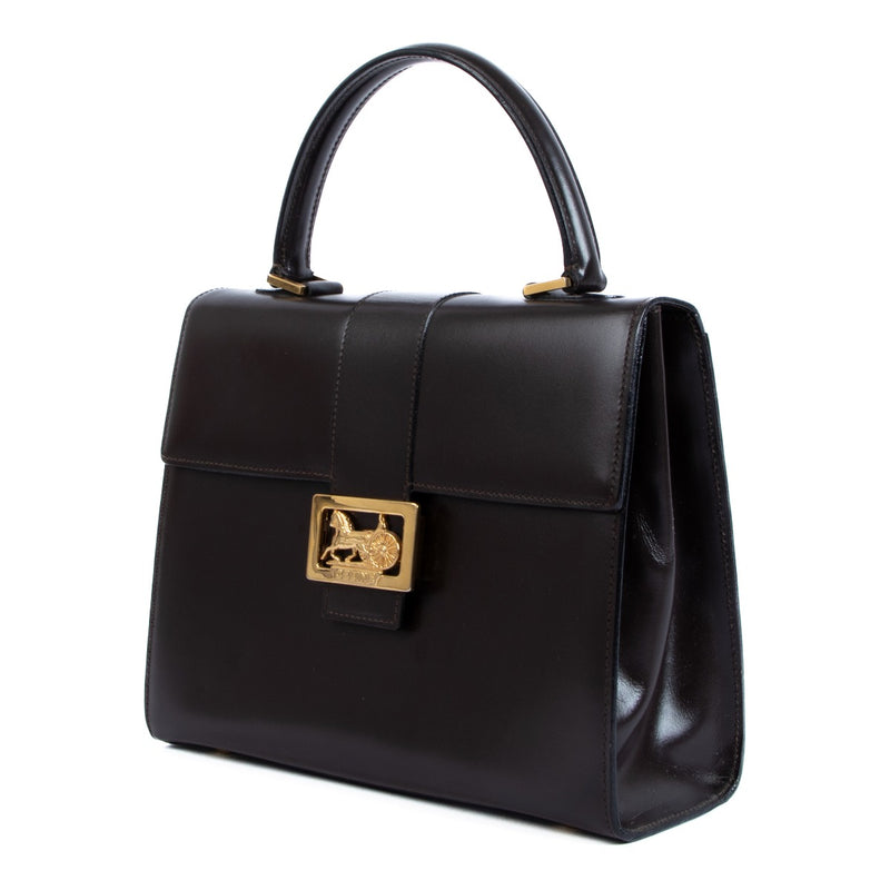 Celine Vintage Carriage Brown Box Handbag