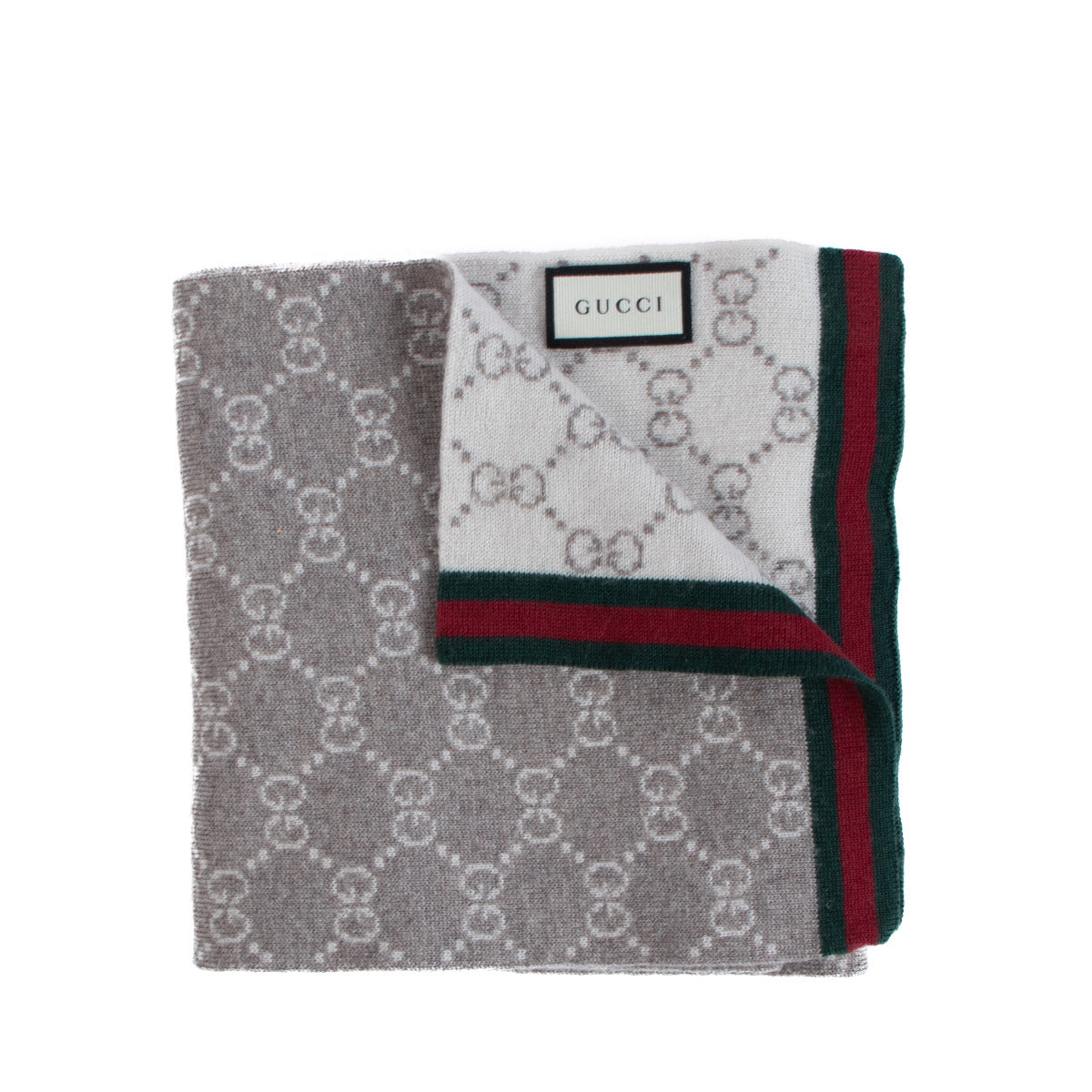 Gucci Grey GG Monogram Wool Scarf