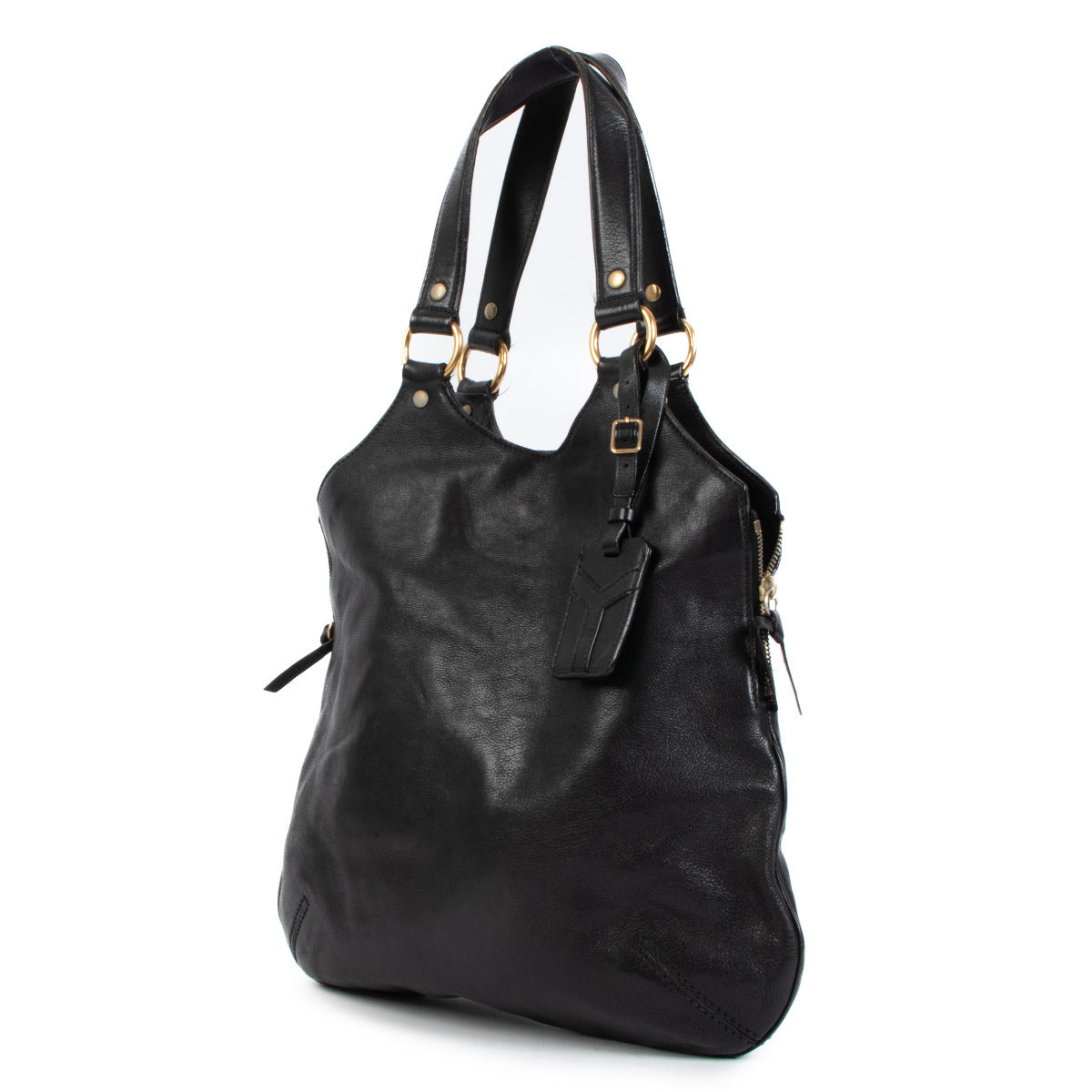 Sac cabas petit modèle Tribute d'Yves Saint Laurent en cuir de veau noir